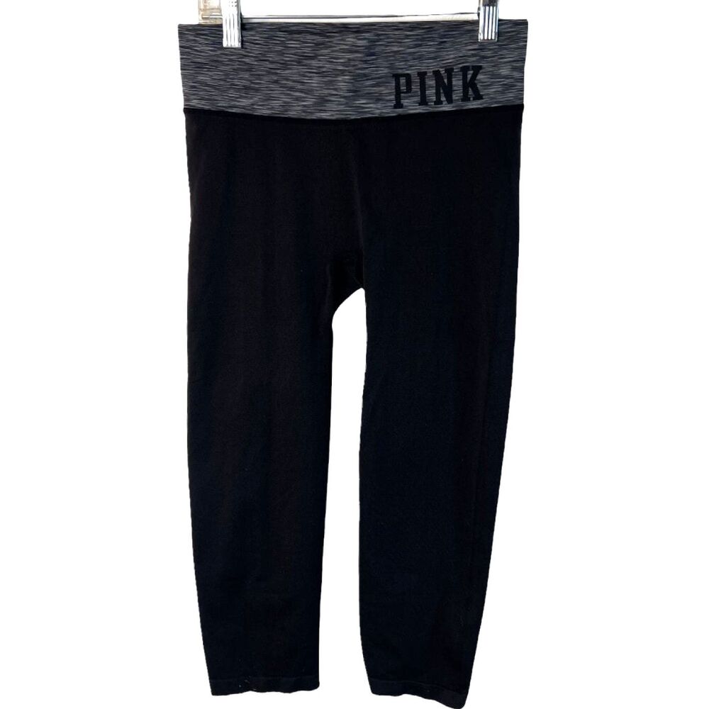 PINK Victoria’s Secret Black Crop Leggings Size S